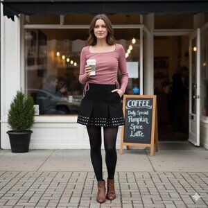 Pink Ribbed Long Sleeve Top size small cinched sides